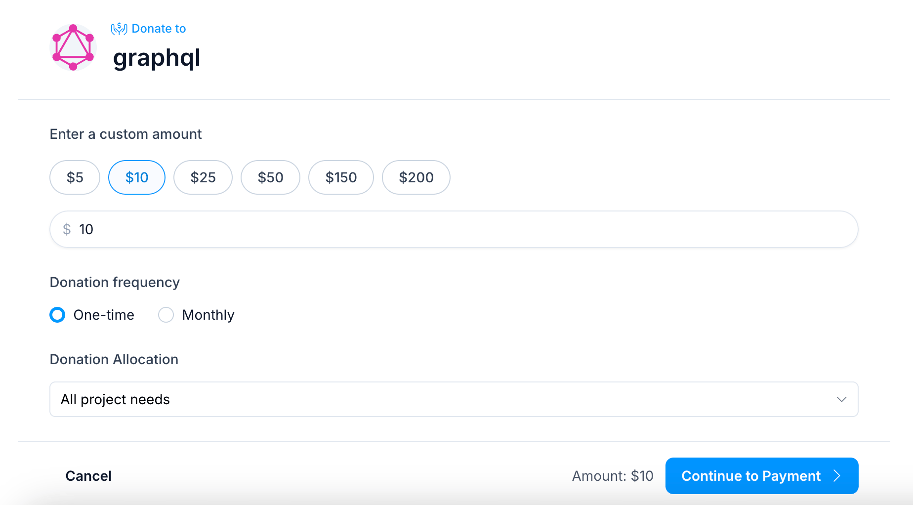 Donation amount selection