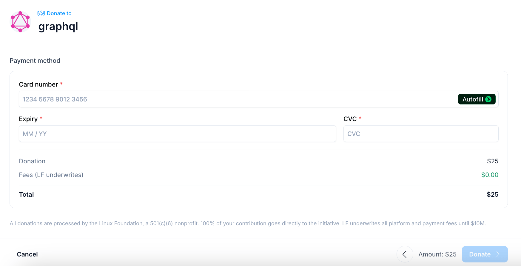 Donation payment step