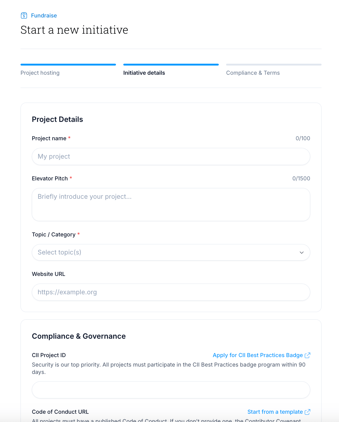 Initiative details form